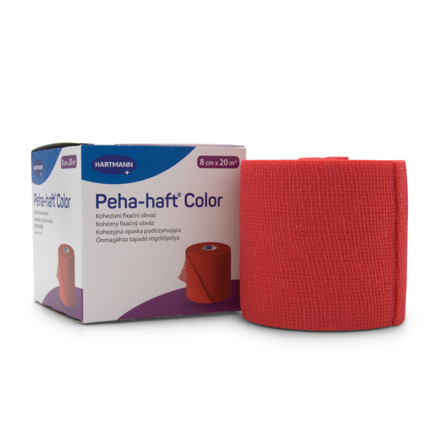 Peha-haft Color Fixierbinde (8 cm x 20 m, rot)