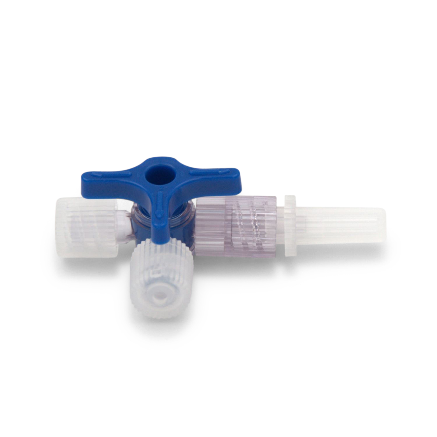 Discofix®-3 Dreiwegehahn (Luer-Lock, 360° drehbar, bis 2 bar, blau)