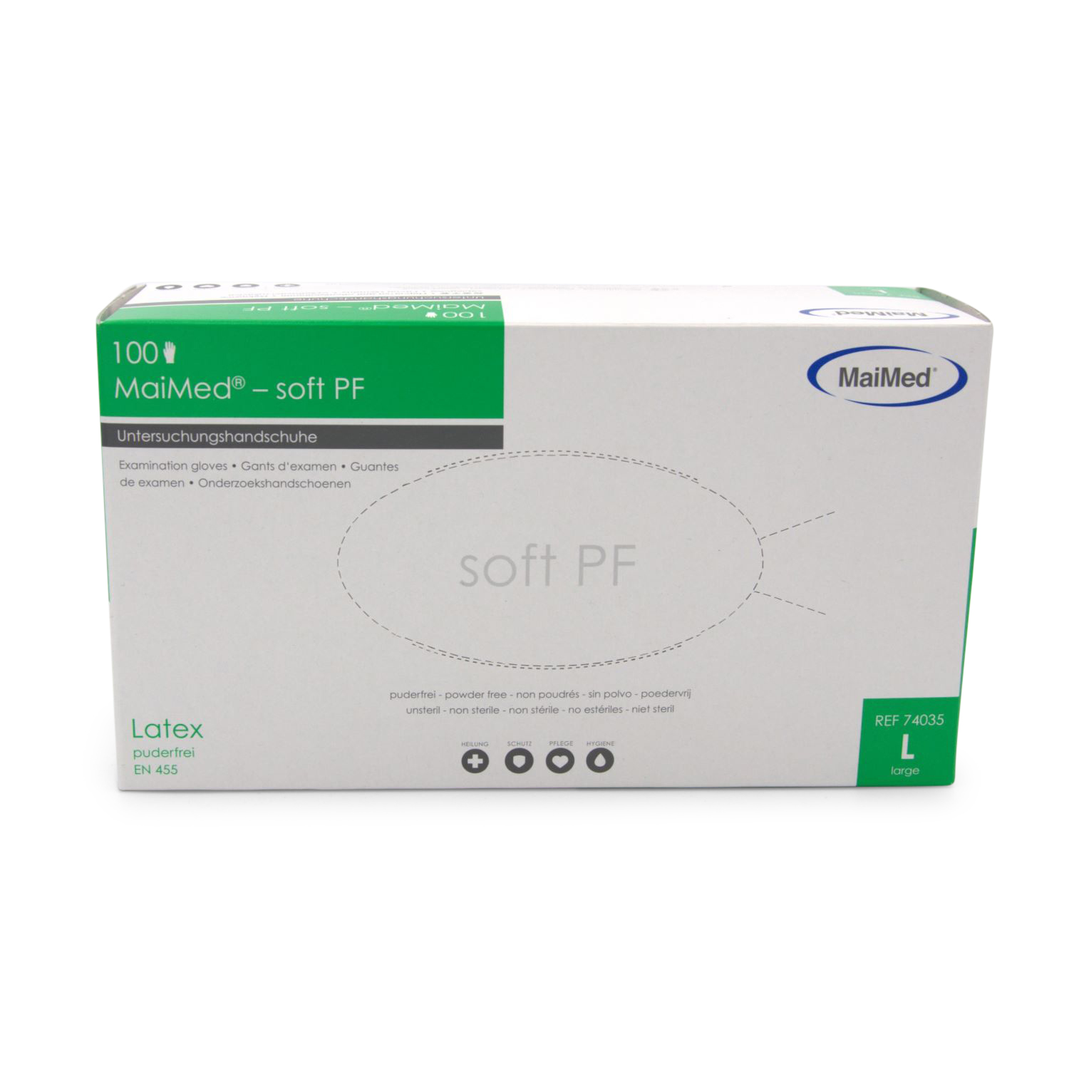 MaiMed soft PF Handschuhe (Gr. L, Latex, unsteril)