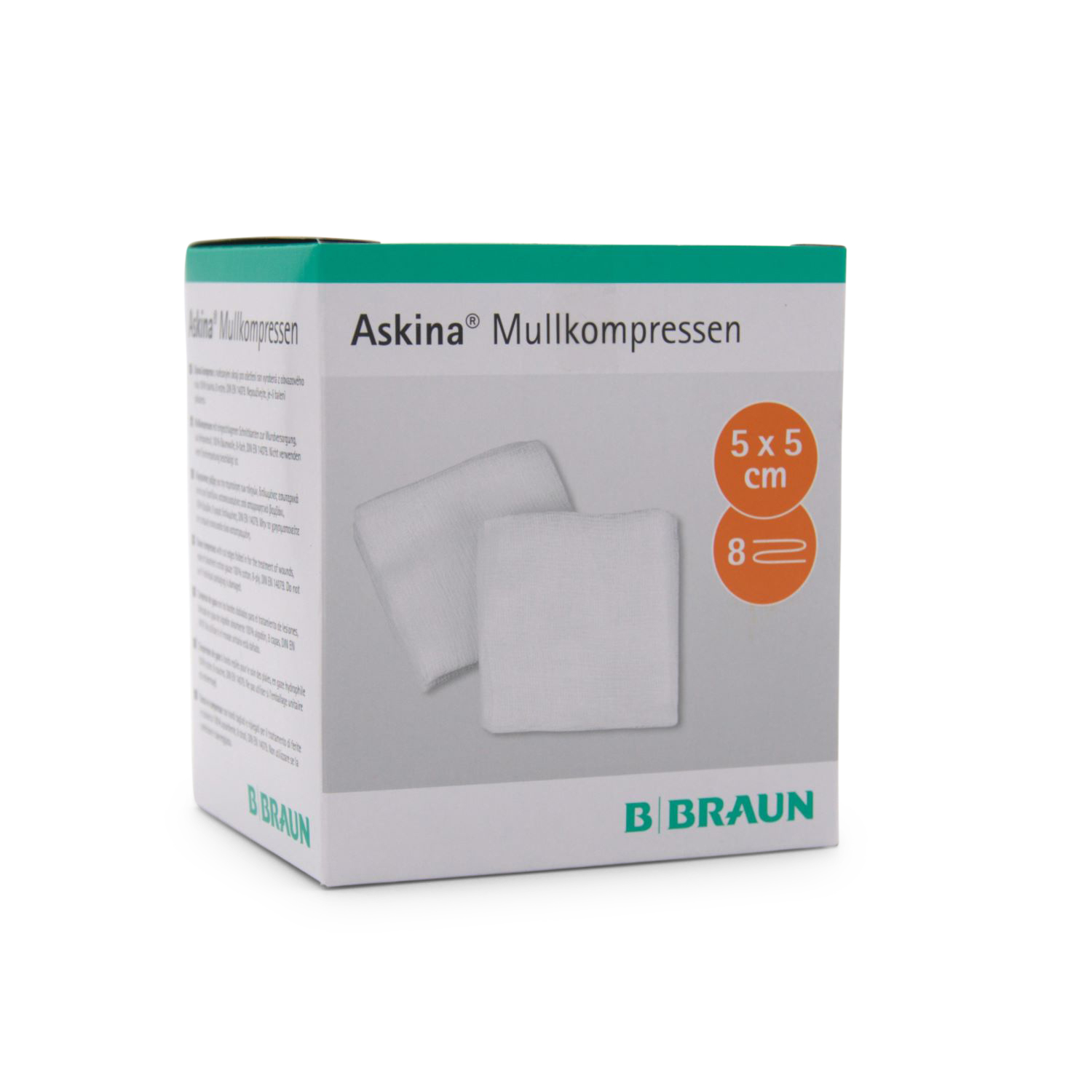 Askina® Mullkompressen (5 x 5 cm, 8-fach, steril)