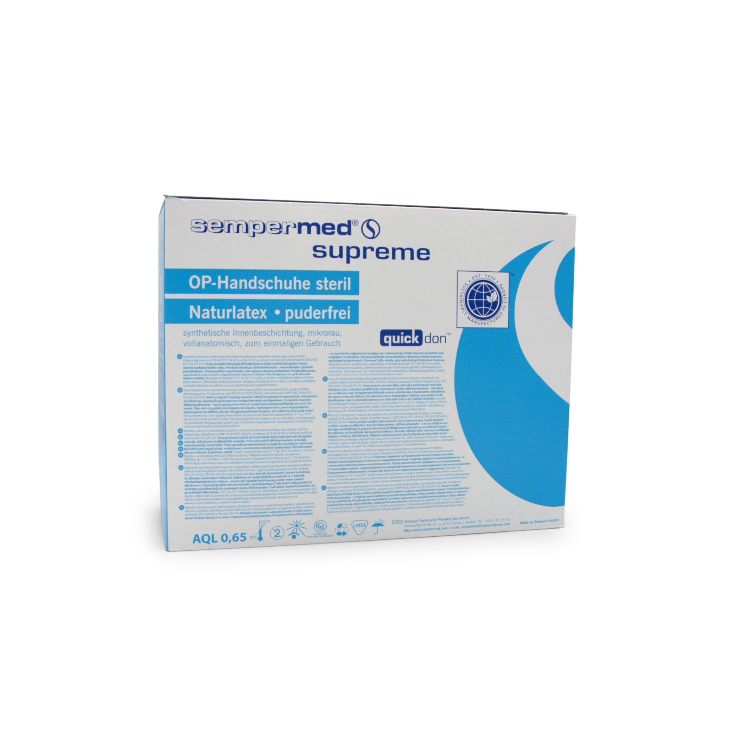 Sempermed Supreme OP-Handschuhe (Gr. 8, latex, PF, steril, weiß)