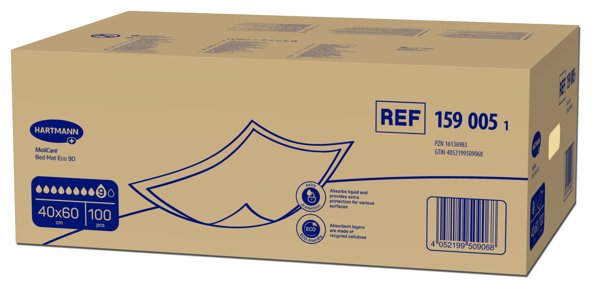 MoliCare Bed Mat Eco 9 Tropfen (Bettschutzeinlagen 40 x 60 cm, 20 Lagen)