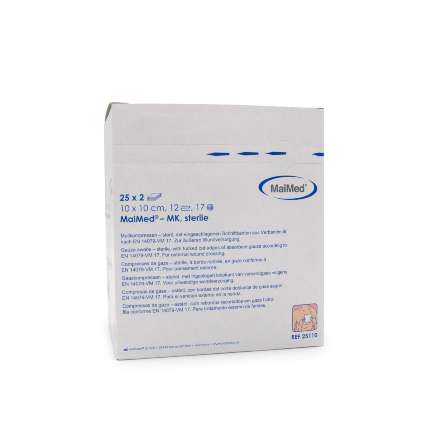MaiMed Mullkompressen (10 x 10 cm, 12-fach, steril)