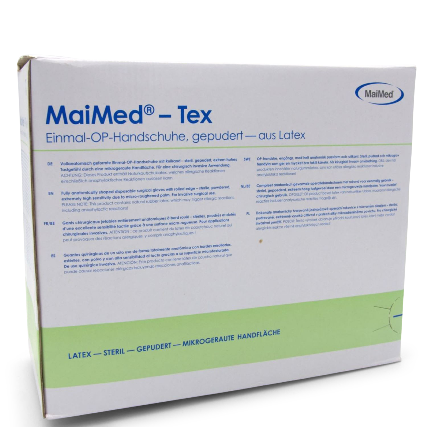 MaiMed® Tex Handschuhe (Gr. 8,5, beige, latex, mikrogeraut, steril)