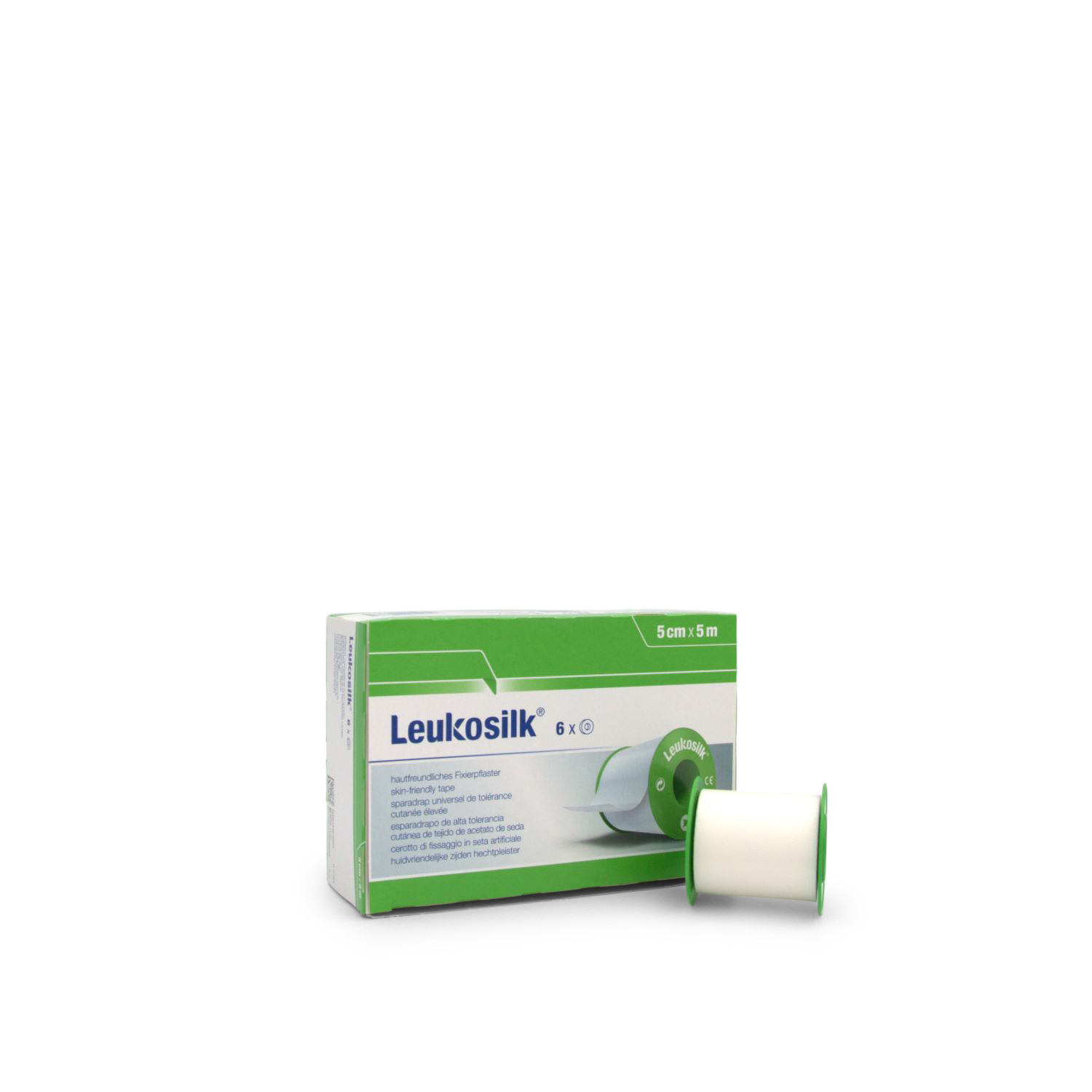 Leukosilk Rollenpflaster (5 cm x 5 m, weiße Acetatseide, o. Schutzring)