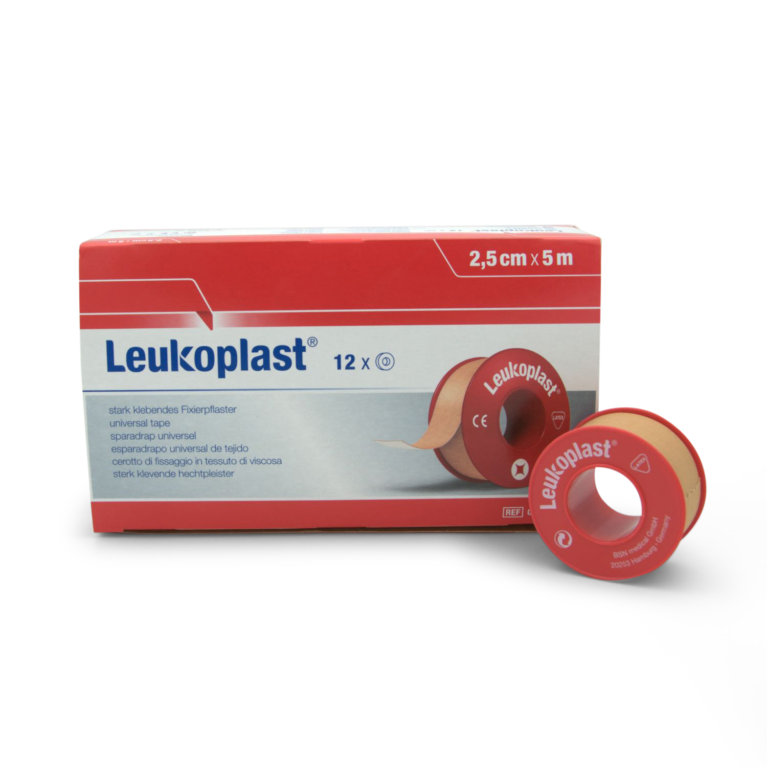 Leukoplast® Rollenpflaster (2,5 cm x 5m, hautfarben, m. Schutzring)