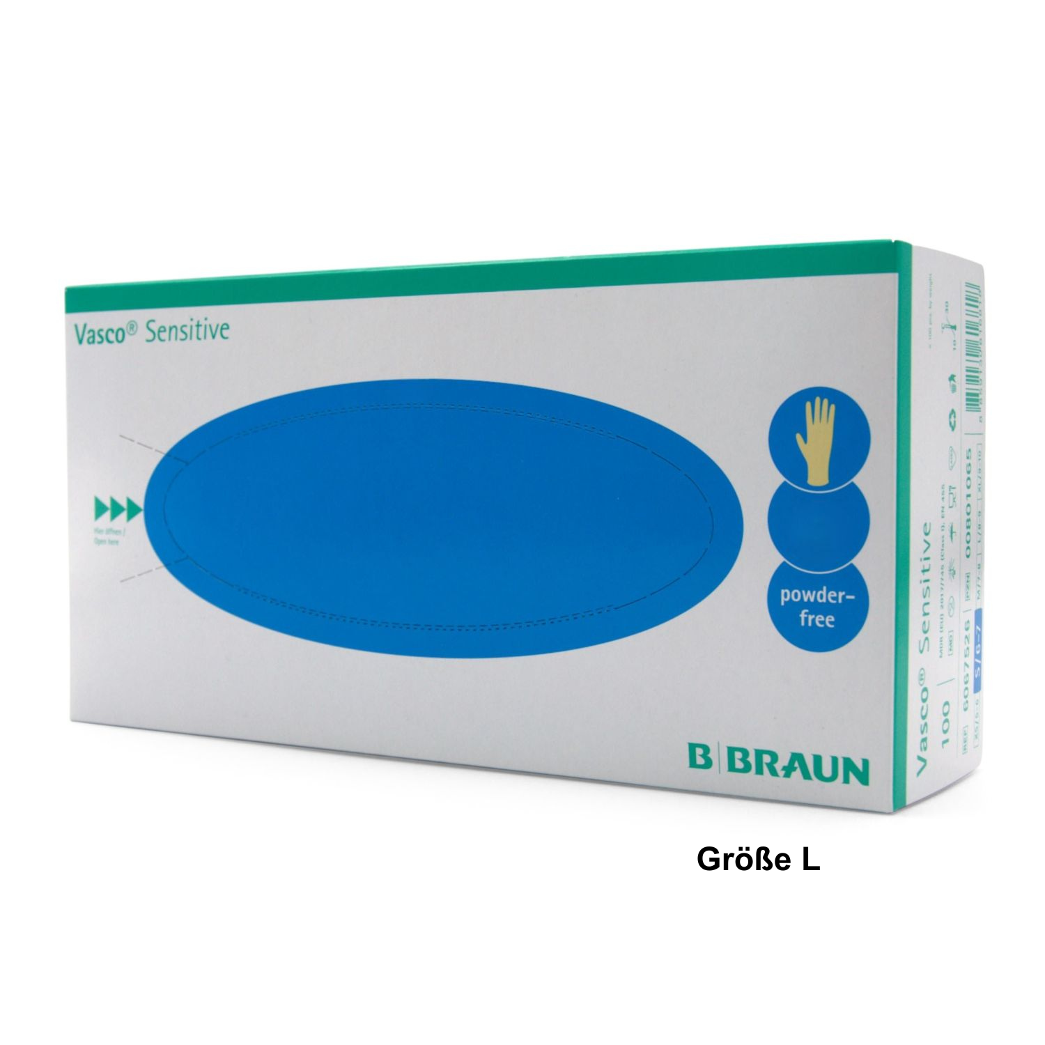 Vasco Sensitive Untersuchungshandschuhe (Gr. L, weiß, latex, PF, RR, unsteril, PSA Kat. 3)