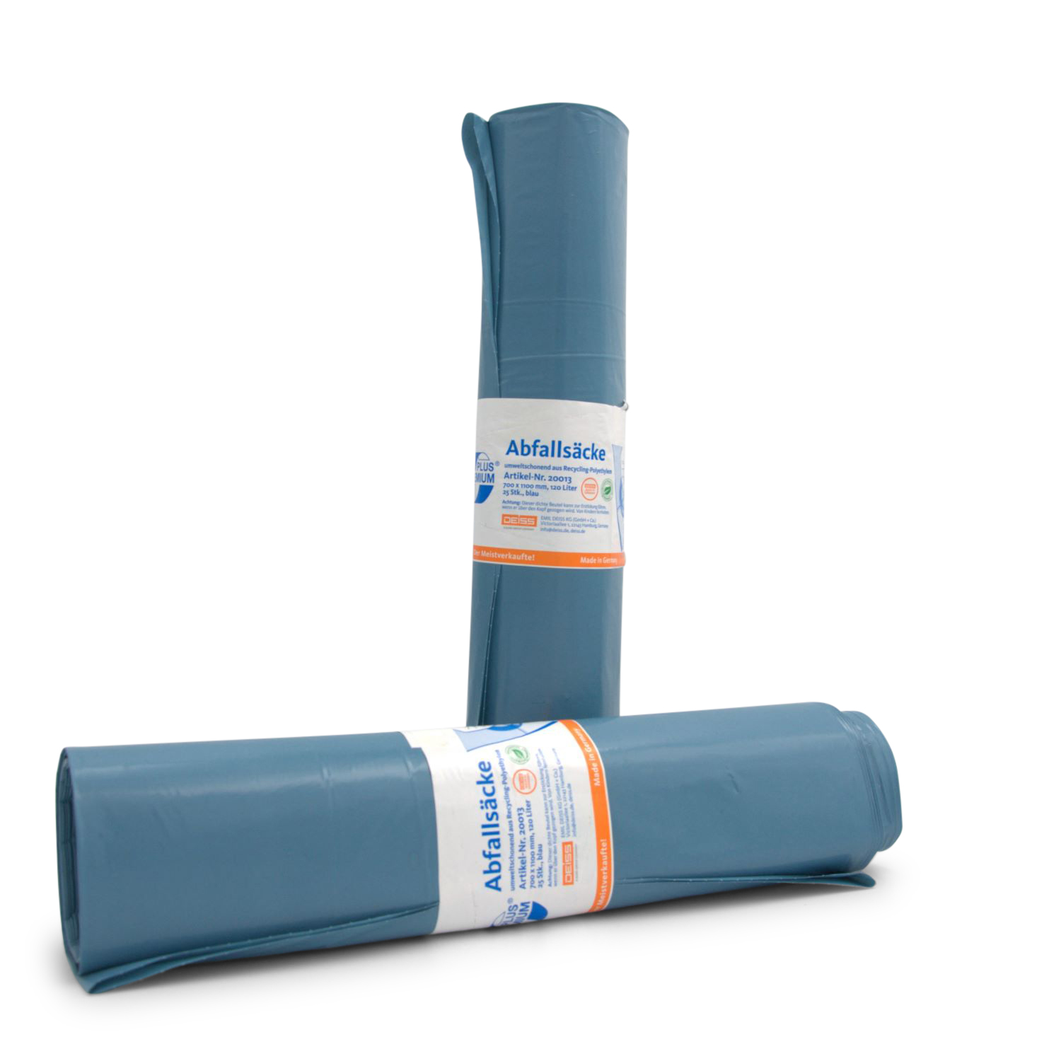 Abfallbeutel 120L, blau (120 L, blau, 1100 x 700 x 0,04 mm, 25 Beutel pro Rolle)