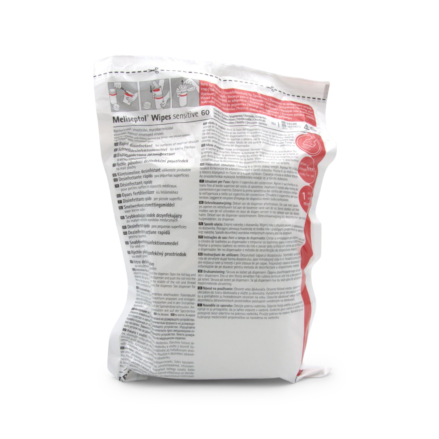 Meliseptol Wipes sensitive, Nachfüllpackung (Schnelldesinfektionsmittel für kleine Flächen)