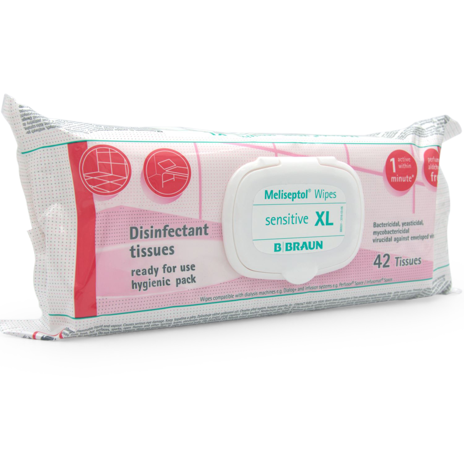 Meliseptol® Wipes sensitive Desinfektionstücher (24 cm x 30 , Flowpack XL, o. Alkohol 42 Tücher)