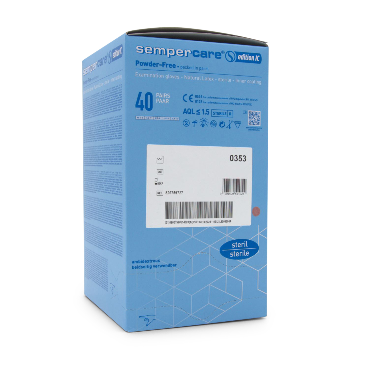 Sempercare Edition IC Handschuh (Gr. L, weiß, latex, PF, steril)