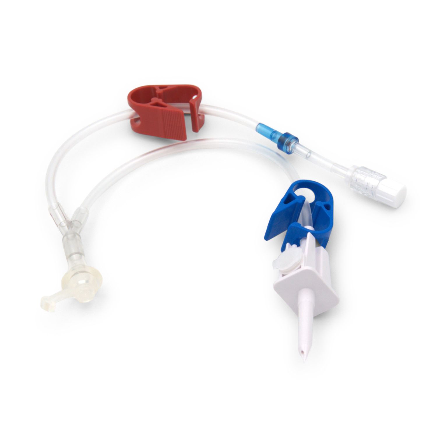 Infusionsadapter O-Set 1+1 Luer MF1681 PZN06442087 Infusionsadapter O-Set 1+1 Luer MF1681 PZN06442087 ausgepackt mit blauer und bruner Klemme