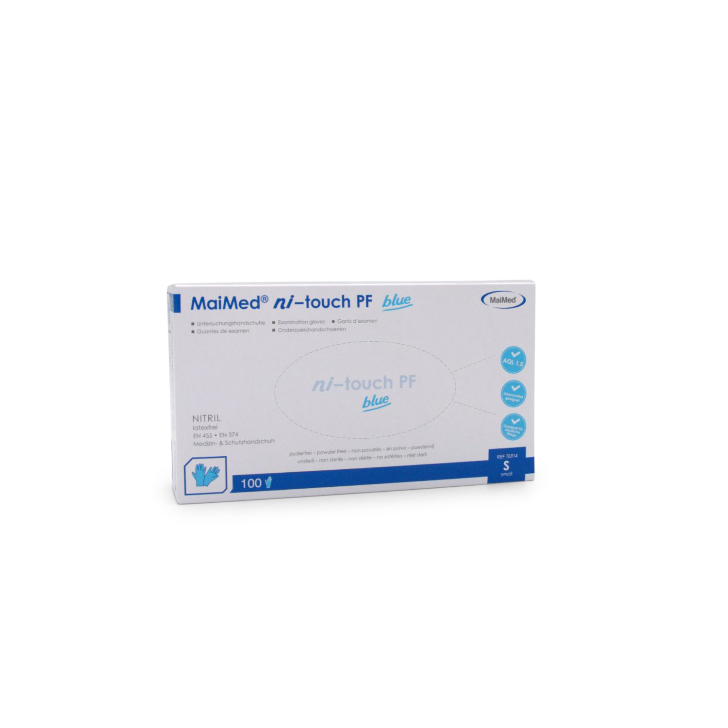 MaiMed® ni - touch Handschuhe (Gr. S, Nitril, blau, PF, unsteril)