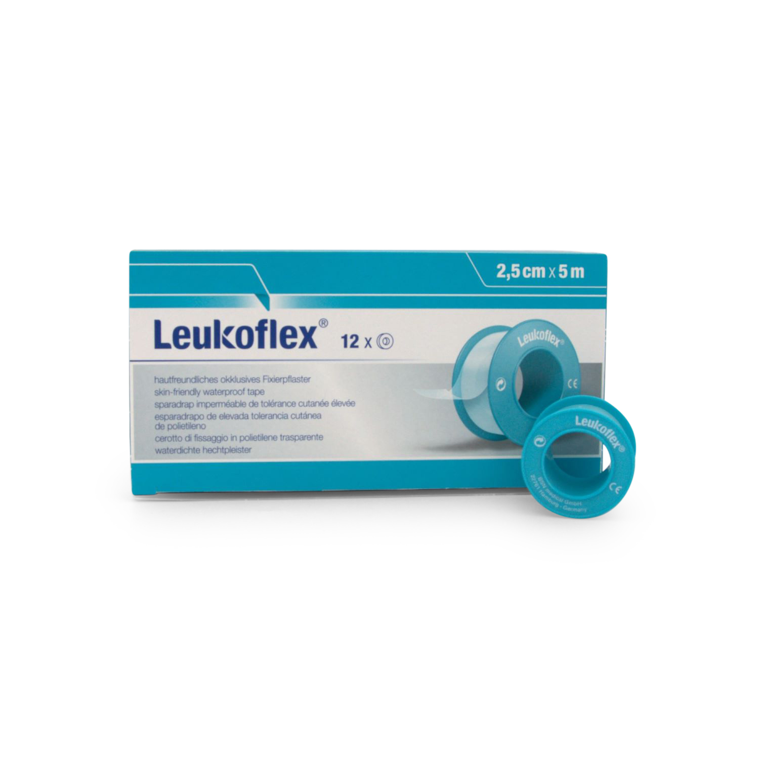 Leukoflex Rollenpflaster (2,5 cm x 5 m, transparent, o. Schutzring)