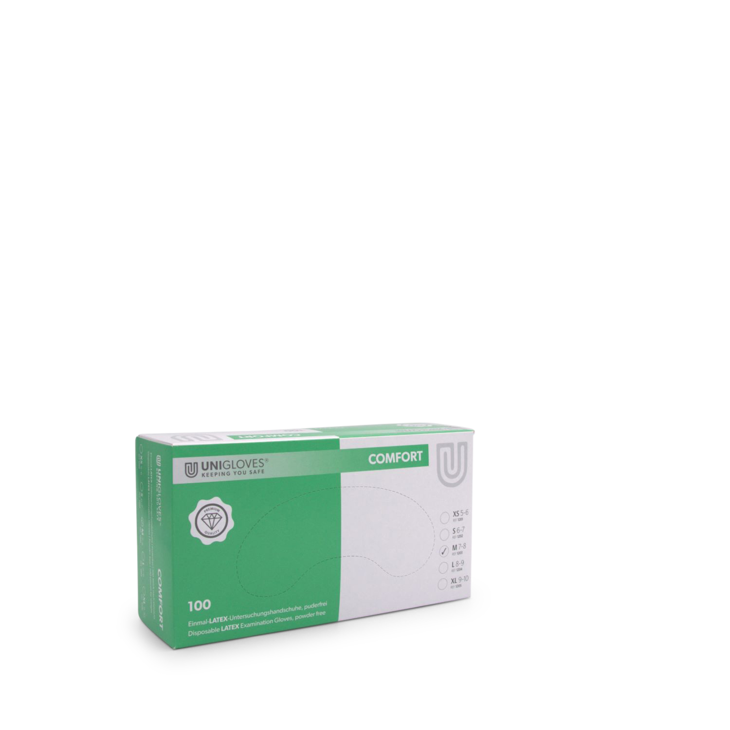 Unigloves COMFORT Handschuhe (Gr. M, Latex, PF, unsteril)