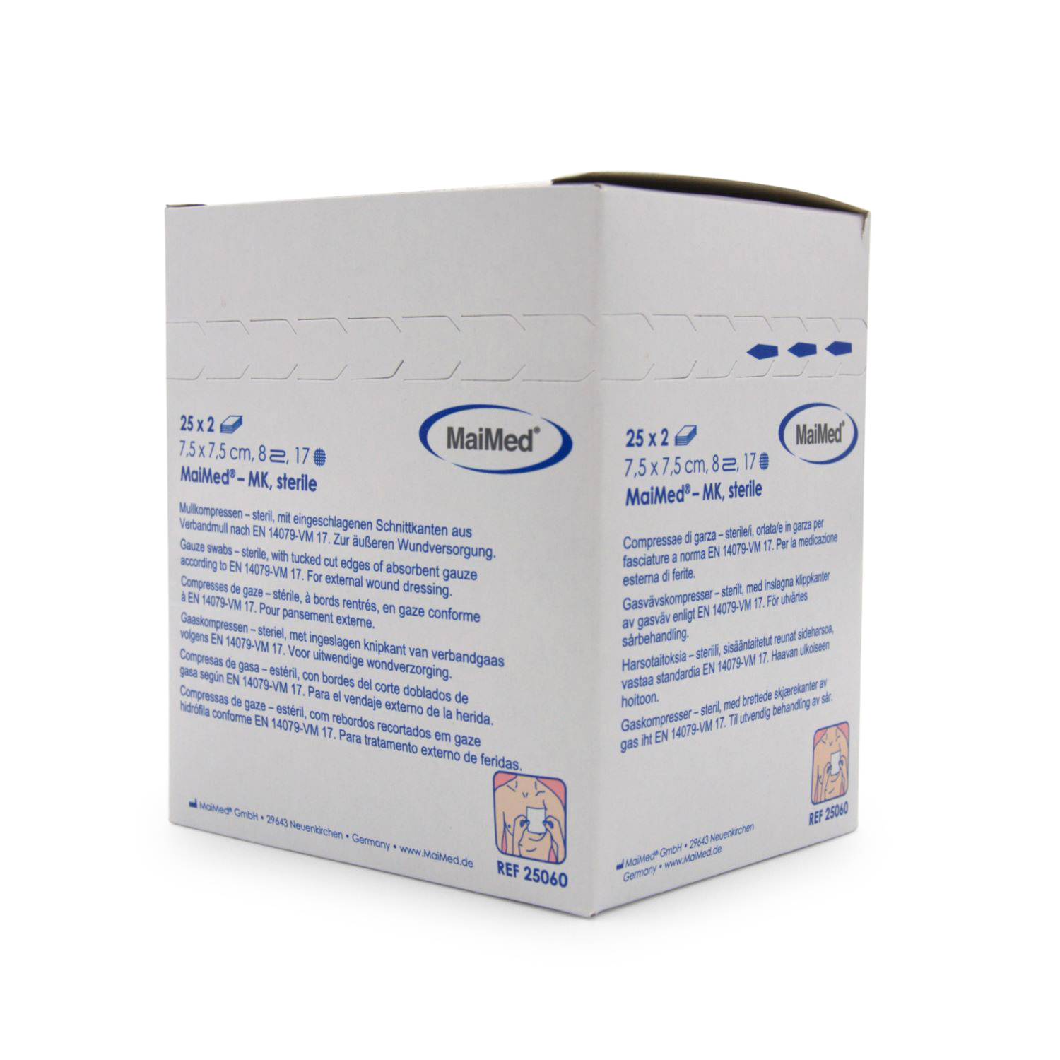 MaiMed® Mullkompressen (7,5 x 7,5 cm, 8-fach, steril)