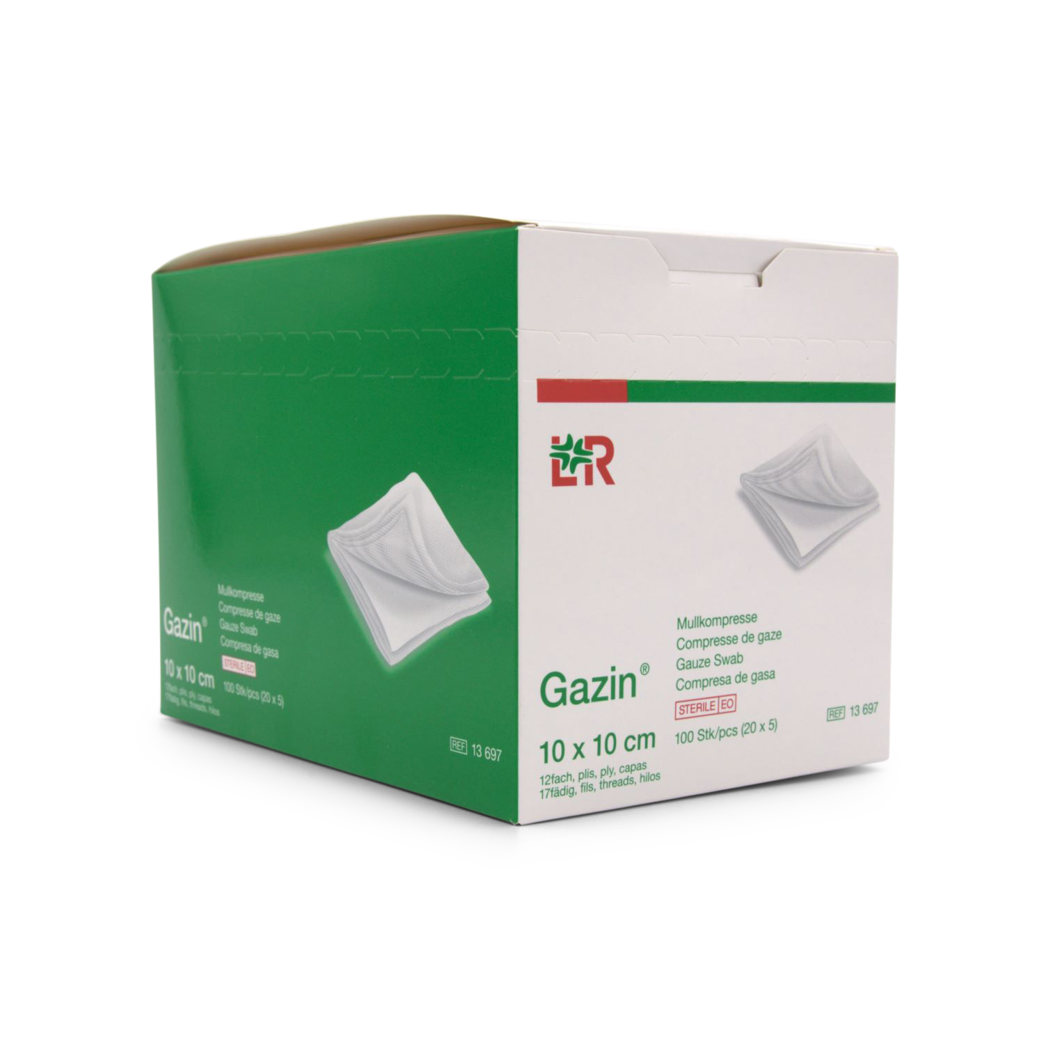 Gazin Mullkompressen (10 x 10 cm, 12 fach, steril)