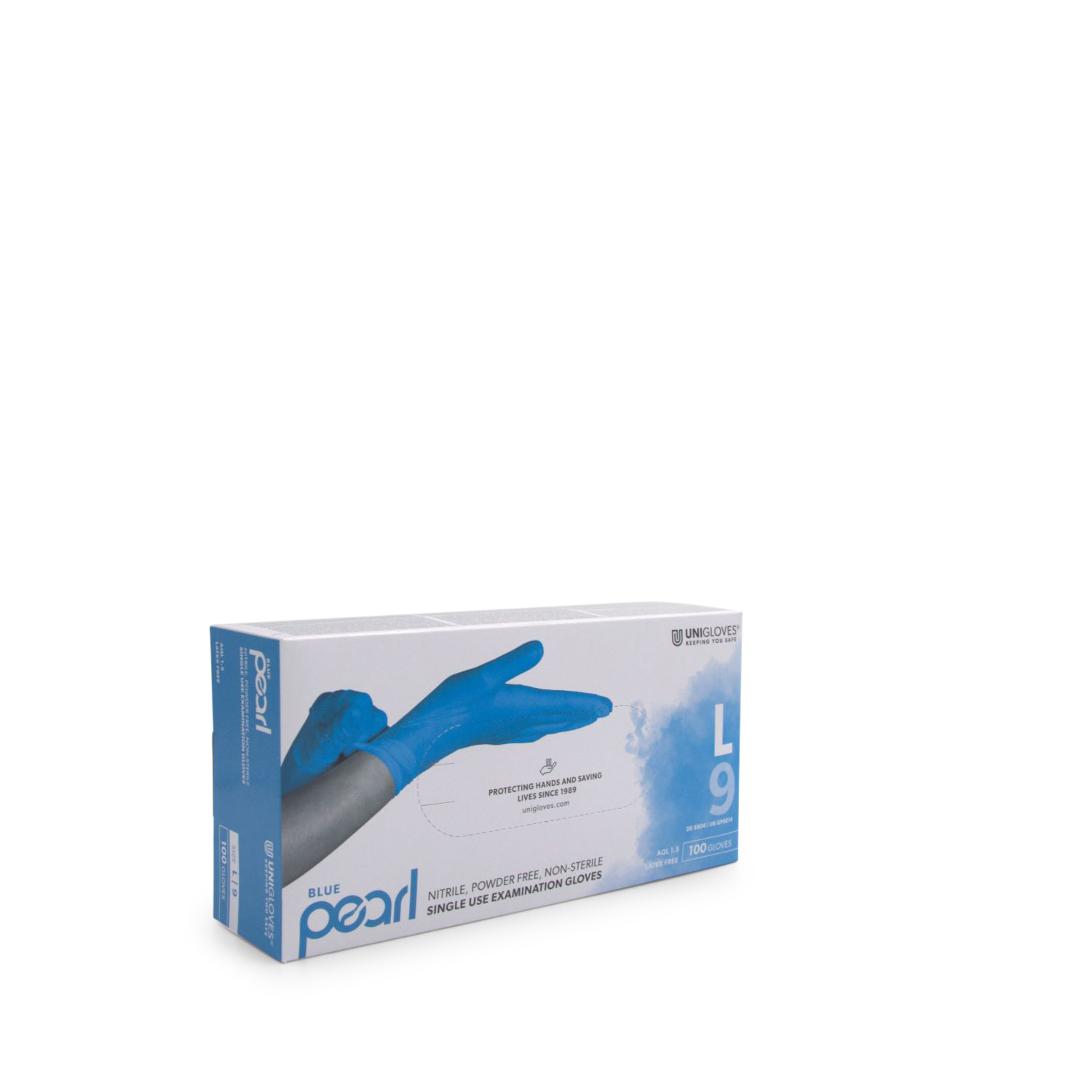 Unigloves BLUE PEARL® Handschuh (Gr. L, Nitril, PF, unsteril) Unigloves BLUE PEARL® Handschuh (Gr. L, Nitril, PF, unsteril)