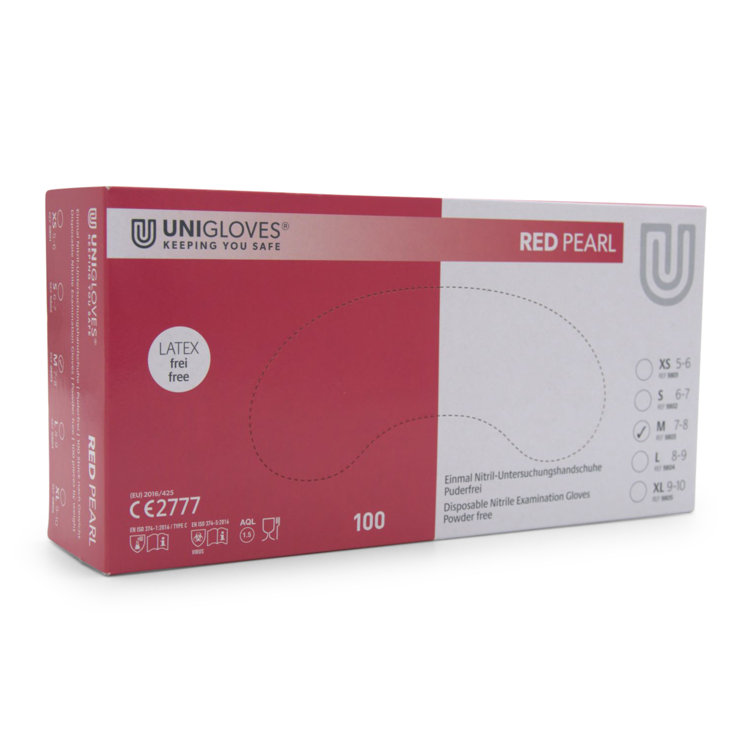Unigloves RED PEARL® Handschuh (Gr. M, Nitril, PF, unsteril) Unigloves RED PEARL® Handschuh (Gr. M, Nitril, PF, unsteril)