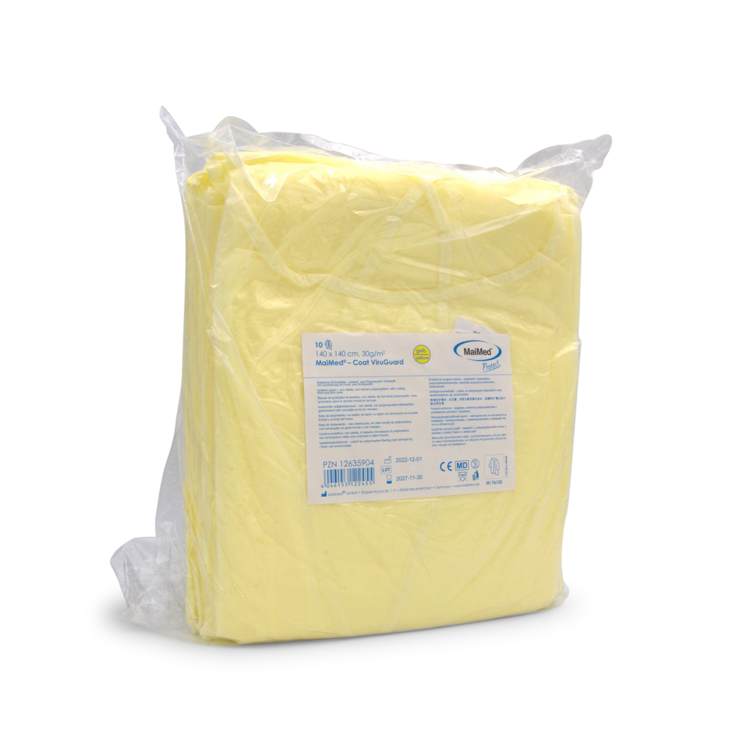 MaiMed® Protect   Coat ViruGuard (gelb, Polyethylen-Beschichtung, unsteril) MaiMed® Protect   Coat ViruGuard (gelb, Polyethylen-Beschichtung, unsteril)