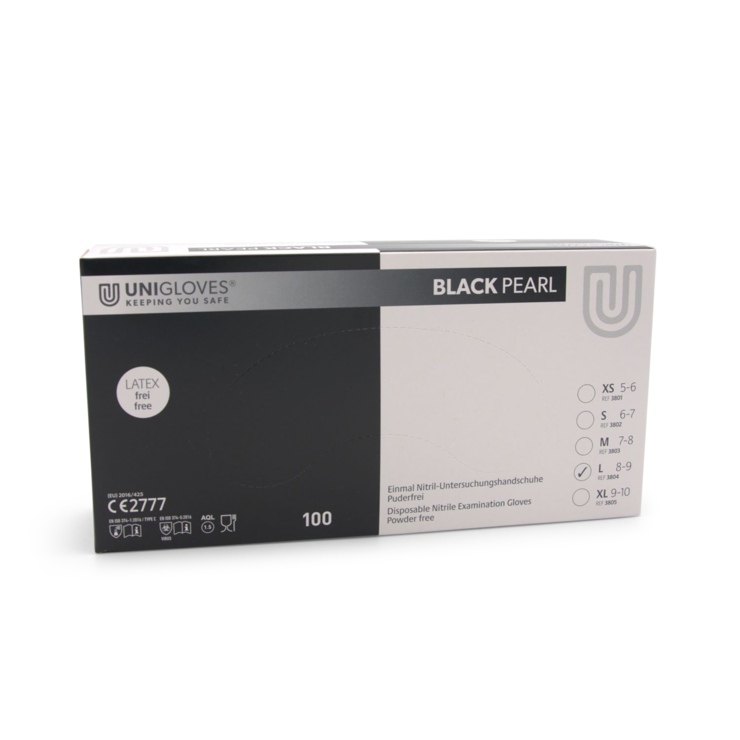 Unigloves BLACK PEARL® Handschuh (Gr. L, PF, unsteril)