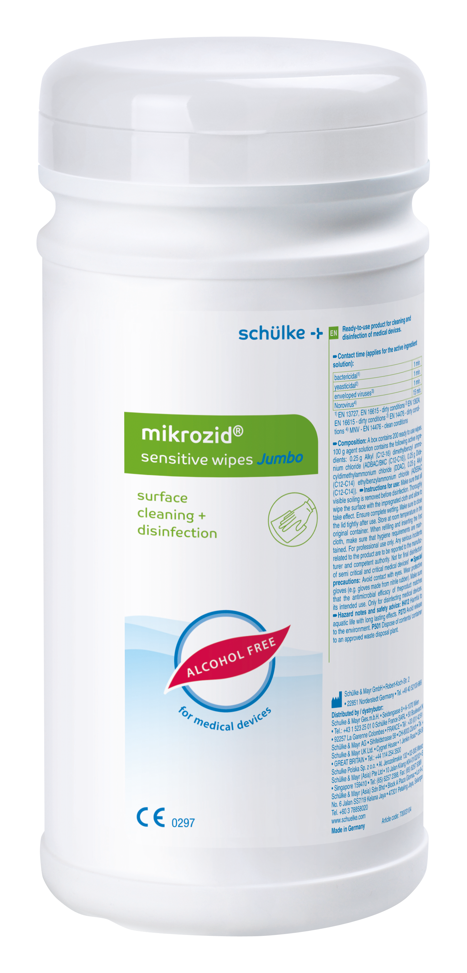 mikrozid® sensitive wipes Jumbo (Desinfektionstücher Runddose)