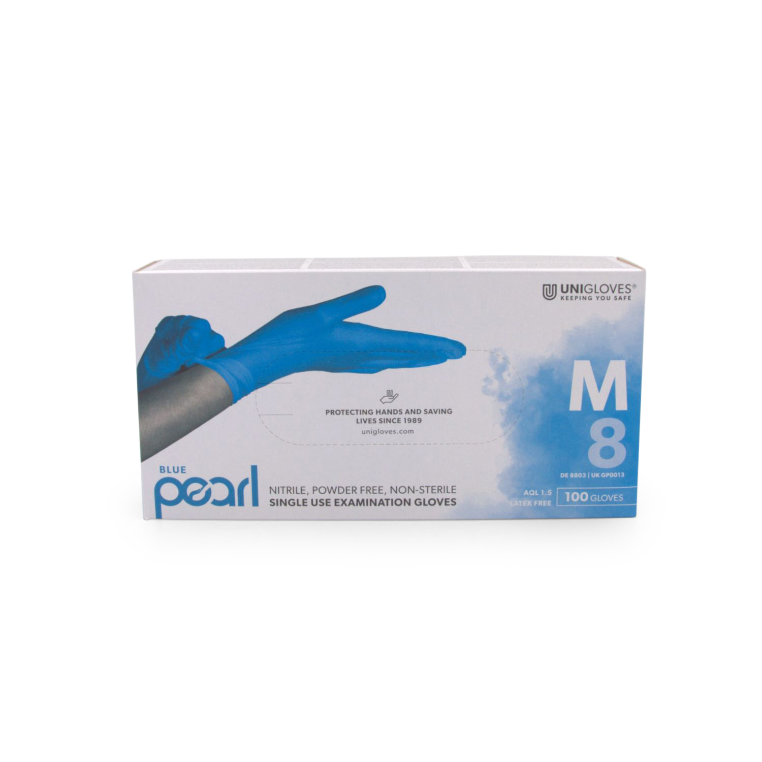 Unigloves BLUE PEARL® Handschuh (Gr. M, Nitril, PF, unsteril) Unigloves BLUE PEARL® Handschuh (Gr. M, Nitril, PF, unsteril)