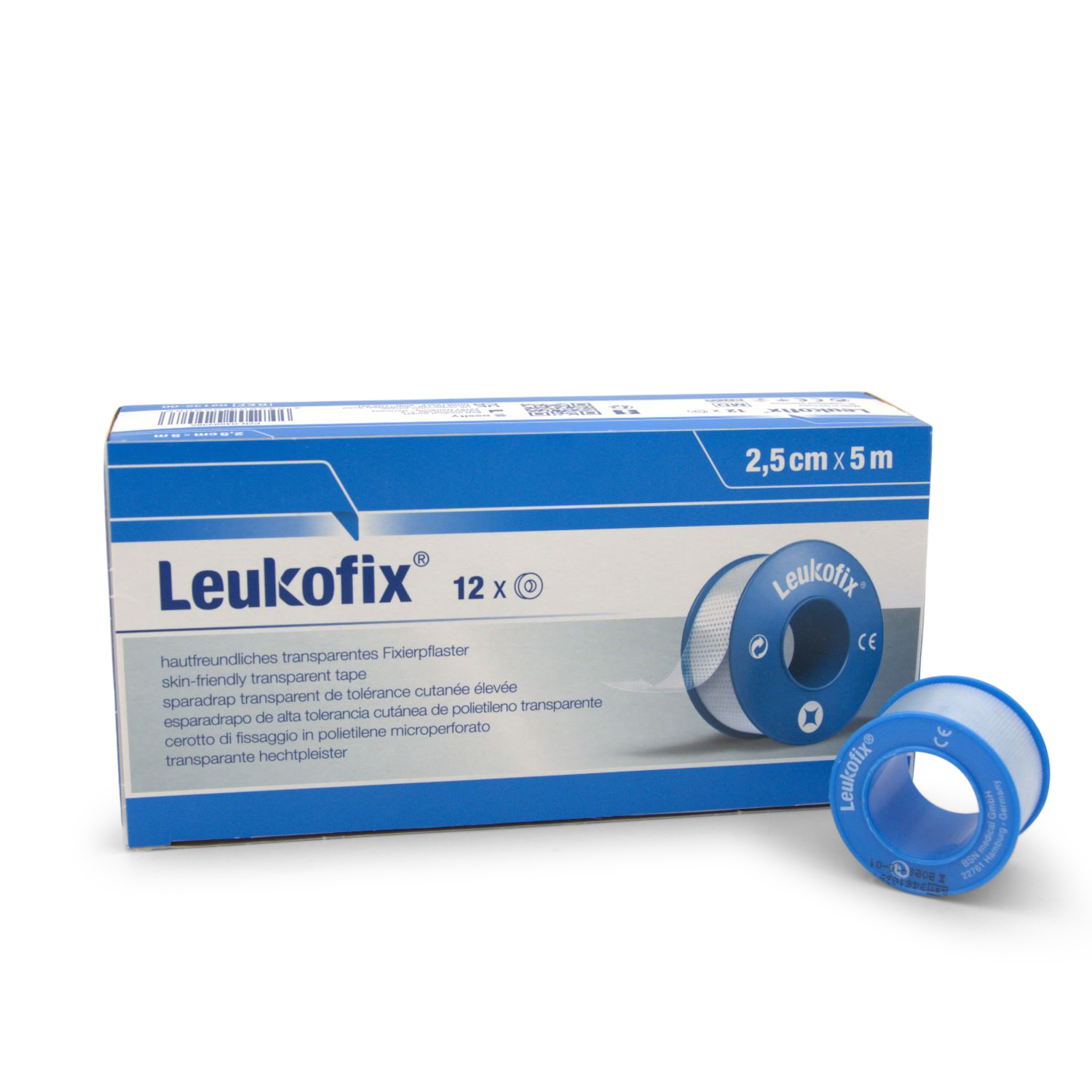 Leukofix® Rollenpflaster (5 m x 2,5 cm, transparent, o. Schutzring)