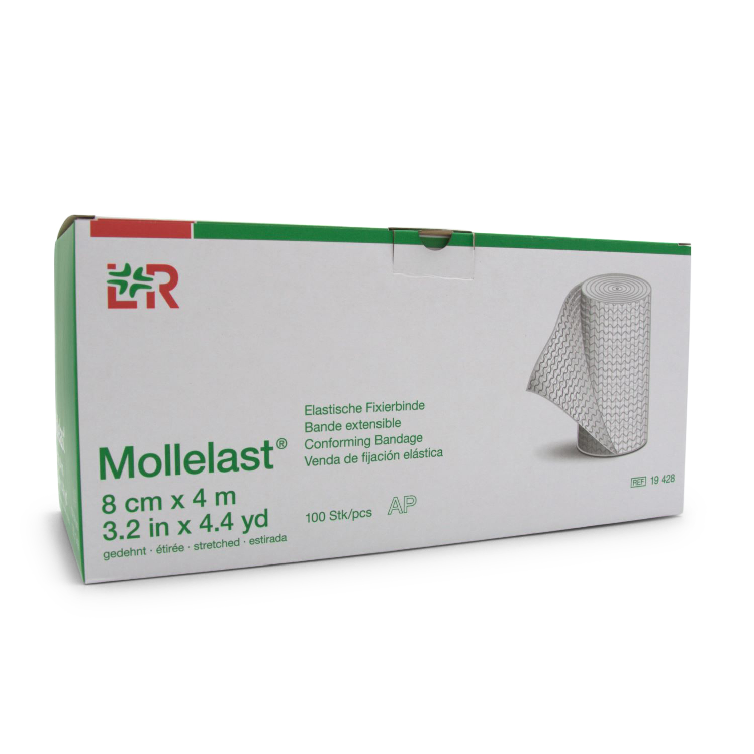 Mollelast® Fixierbinden (4 m x 8 cm, weiß, unsteril)