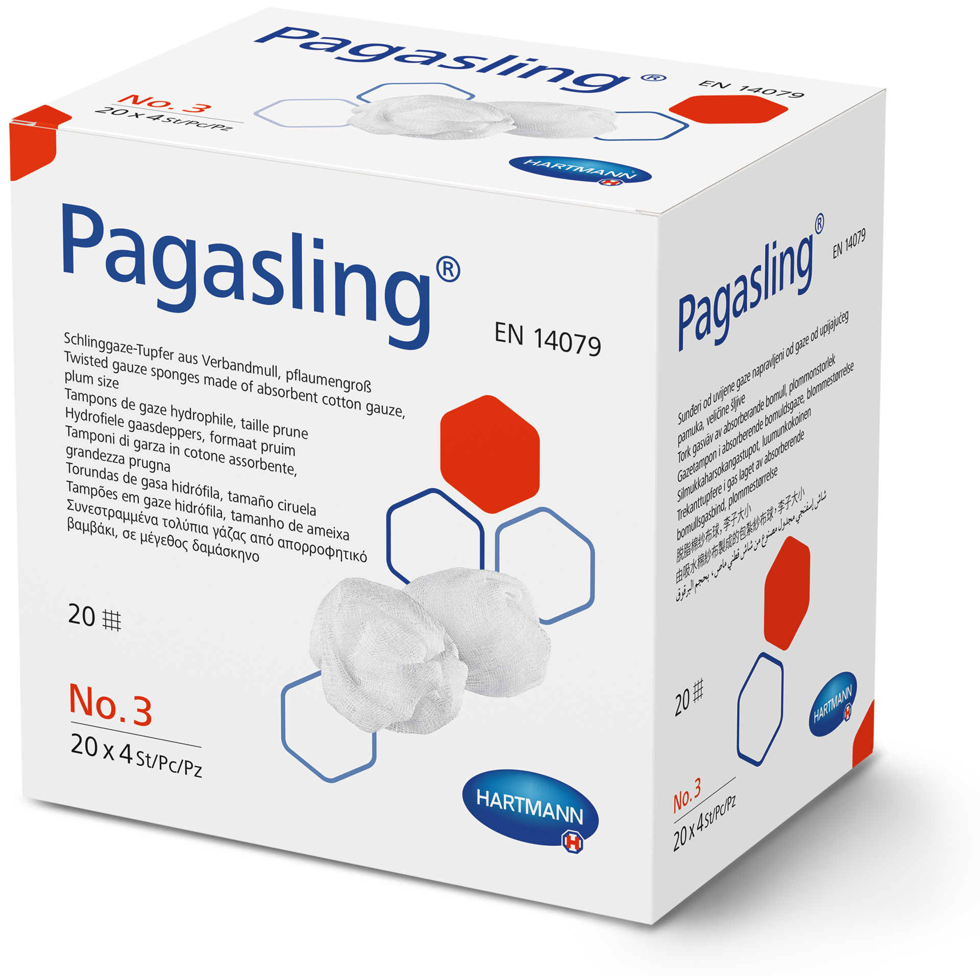 Pagasling® Schlinggazetupfer (Gr. 3, pflaumengroß, steril, 20 x 4)