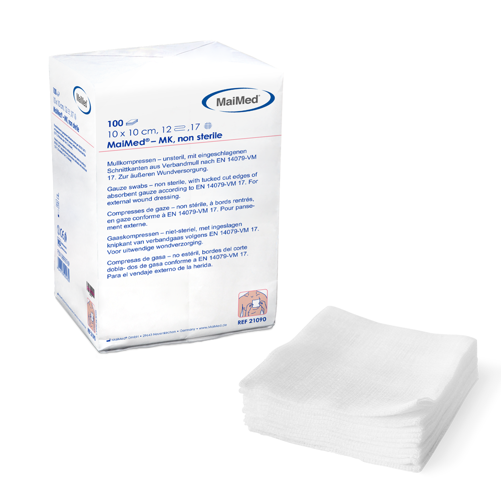 MaiMed® Mullkompressen (10 x 10 cm, 12-fach, unsteril)