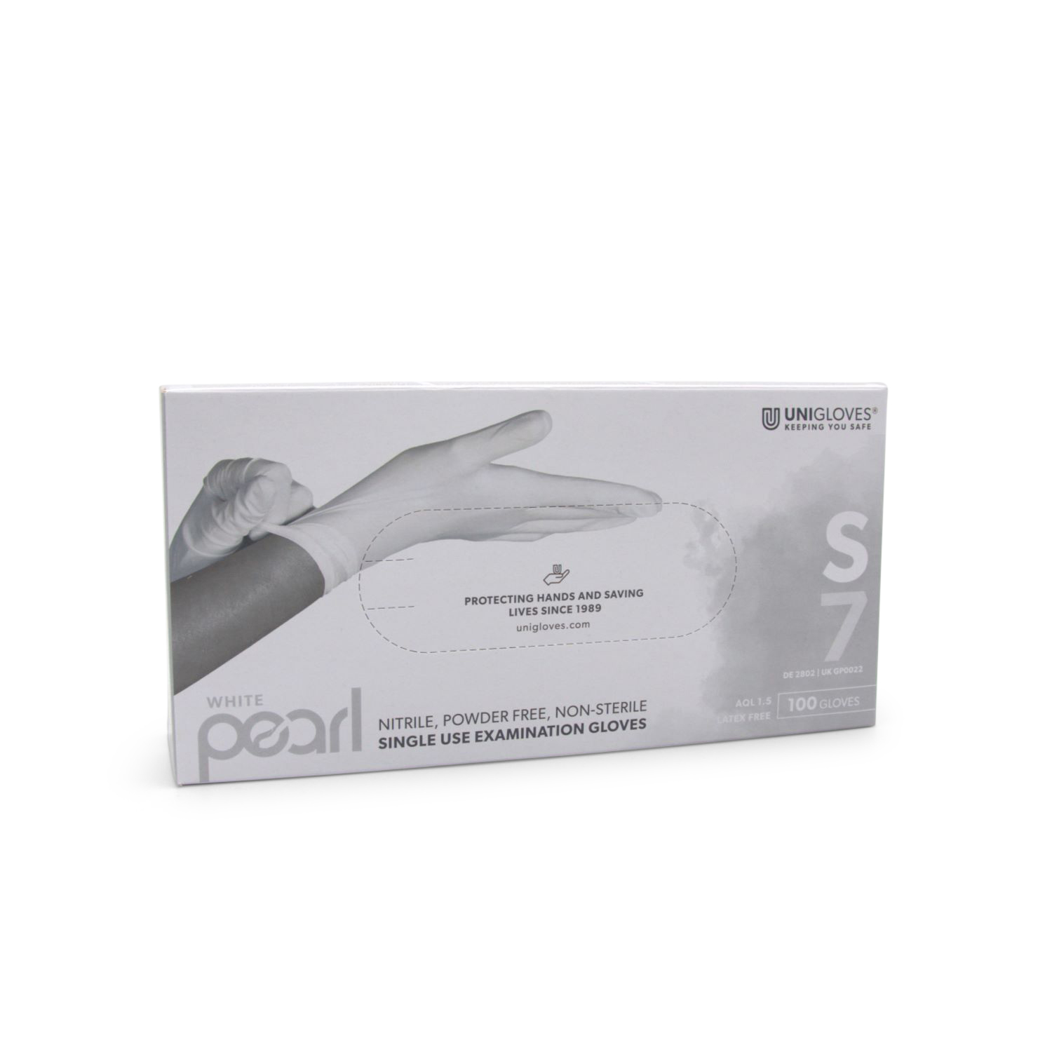Unigloves WHITE PEARL Handschuhe (Gr. S, Nitril, PF, unsteril)