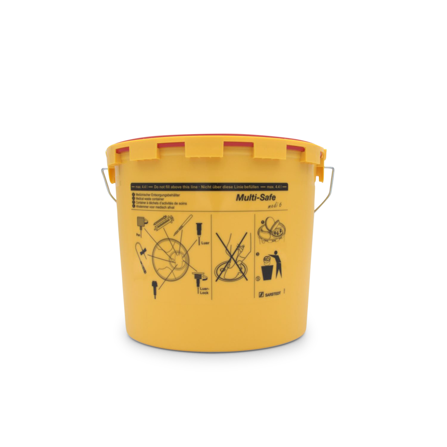 Multi-Safe medi Entsorgungsbehälter (6 L, gelb, rund, m. Bügel und Etikett)